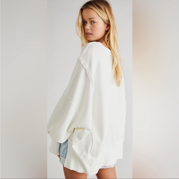 Free People Tops - FREE PEOPLE CAMDEN PULLOVER SWEATSHIRT in White